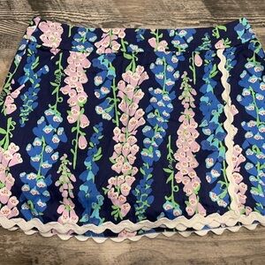 LILLY PULITZER Jarvey Skort Size 2 Foxglove Blue Floral Pockets Ric-Rac Women’s